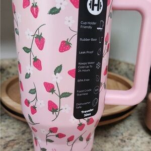 Pink Strawberry Travel Mug Hydrojug